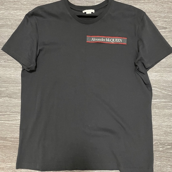 Alexander McQueen Shirts Mens Selvedge Logo Tape Detail Tshirt In